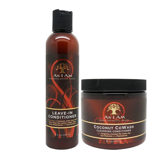 As  Leave-In Conditioner 8 Ounce and Coconut Cowash Cleansing Conditioner 16 Ounce